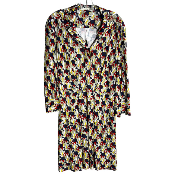 Balenciaga Paris Short Dress Size 36 Multicolor Abstract Print Long Sleeve - Picture 1 of 9